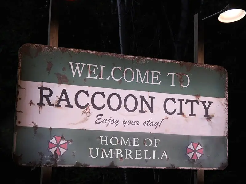 Raccoon City signboard.