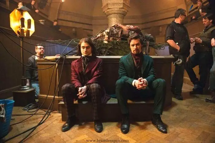 Daniel Radcliffe and James McAvoy in movie victor frankenstein 2015