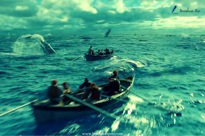 giant sperm whale destroying boat